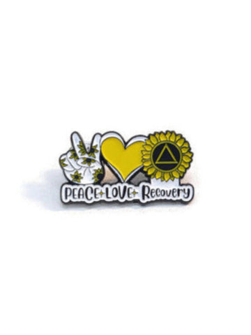 AA 'Peace Love Recovery' Lapel Pin