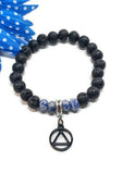 Blue Spot Jasper & Lava Rock Stretch Bracelet - AA