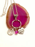 Amazing Woman Charm Holder Necklace Alcoholics Anonymous - Pink