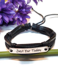 Just For Today Leather Bracelet - Silver