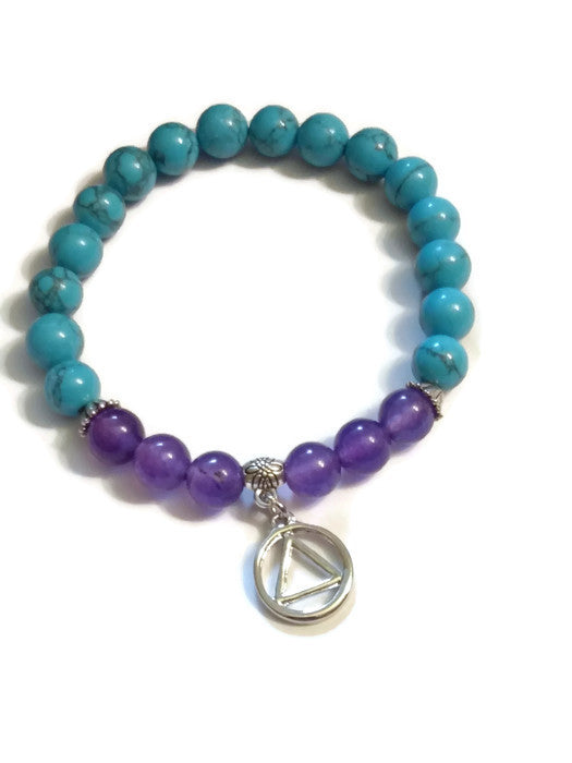Natural Amethyst and Synthetic Turquoise Bracelet - AA