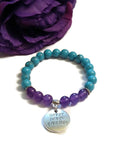 Natural Amethyst and Synthetic Turquoise Bracelet - Never Never Give Up