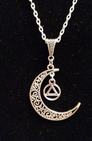 Moon Dangle Alcoholics Anonymous Necklace