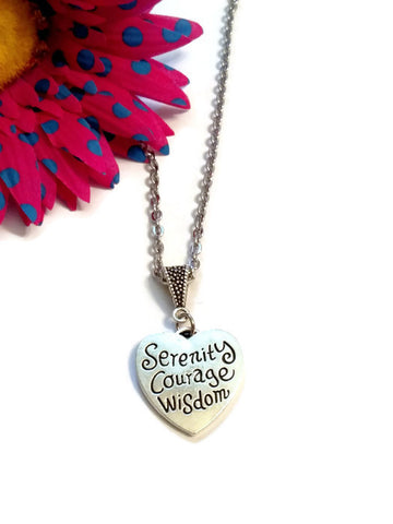 Heart Serenity Courage Wisdom Necklace - Inspirational Jewelry
