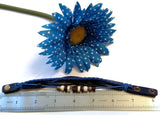 Leather Bronze NA Bracelet Snap Closure - Blue