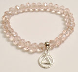 Sparkly Beaded Stretch Bracelet Alcoholics Anonymous - Pink