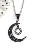 Moon Dangle Charm Necklace - NA Black