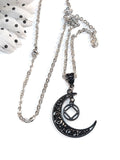 Moon Dangle Charm Necklace - NA Black