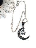 Moon Dangle Alcoholics Anonymous Necklace - Black