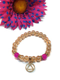 Peach Iridescent Bracelet With Gold Tone Accents - AA