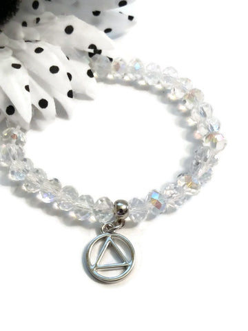 Sparkly Beaded Stretch Bracelet Alcoholics Anonymous - Clear