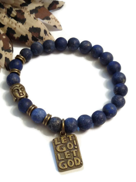 Lapis Lazuli Let Go Let God Bracelet - Bronze