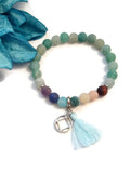 Frosted Stone Beaded Stretch Bracelet In Green Narcotics Anonymous
