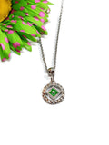Green Enamel & Crystal Accent Narcotics Anonymous Necklace
