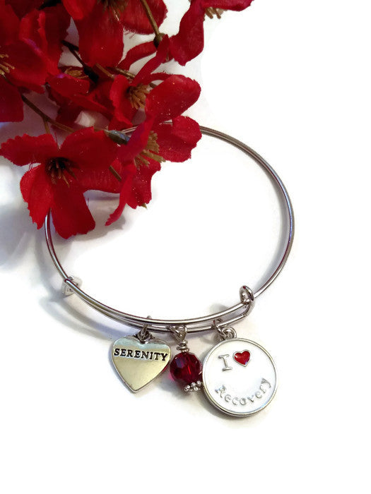 I Love Recovery Adjustable Charm Bracelet