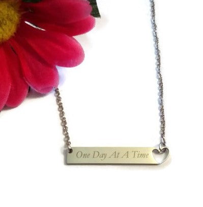 One Day At A Time Stainless Bar Necklace