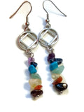Multi Color Stone Rainbow Earrings - NA