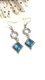 Diamond Shape Blue Toaz Earrings - NA