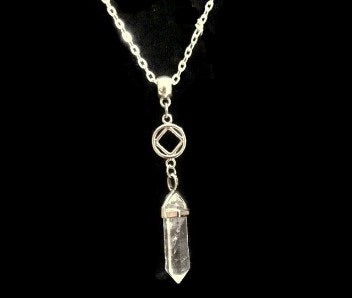 Crystal Quartz Drop Pendant Necklace - Narcotics Anonymous