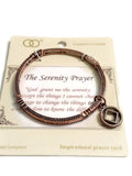 Serenity Prayer Metal Stretch Bracelet with NA Charm - Copper