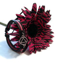 Leather Adjustable AA Bracelet - Black & Pink