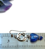 Bright Blue Glass Heart Dangle Earrings - NA