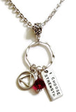 I Choose Strength Charm Holder Necklace Alcoholics Anonymous
