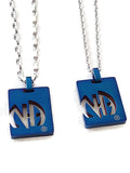 Stainless Steel Laser Cut Pendant Necklace NA - Blue