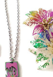 Stainless Steel Laser Cut Pendant Necklace NA - Rainbow Iridescent