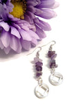 NA Amethyst Earrings With Silver Tone Charms