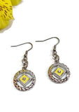 Yellow Enamel & Crystal Earrings - NA