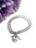 Clear & Lavender Angel Wings Stretch Bracelet - Serenity