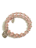 Wire Wrap Sparkly Crystal Bracelet Alcoholics Anonymous - Pink