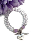 Clear & Lavender Angel Wings Stretch Bracelet - Serenity