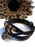 Leather Bronze AA Bracelet Snap Closure - Black