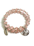 Wire Wrap Sparkly Crystal Bracelet Alcoholics Anonymous - Pink