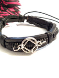 Leather Adjustable NA Bracelet - Black