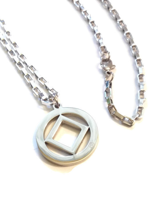 Small NA Stainless Steel 1 Inch Service Symbol Necklace