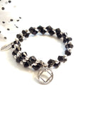 Wire Wrap Sparkly Crystal Bracelet Narcotics Anonymous - Black