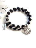 Wire Wrap Sparkly Crystal Bracelet Narcotics Anonymous - Black