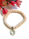 Sparkly Beaded Stretch Bracelet Alcoholics Anonymous - Peach