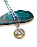 AA Double Sided Blue Enamel Necklace - Stainless Steel