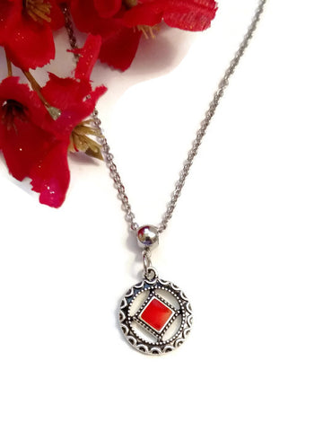Red Enamel Narcotics Anonymous Necklace