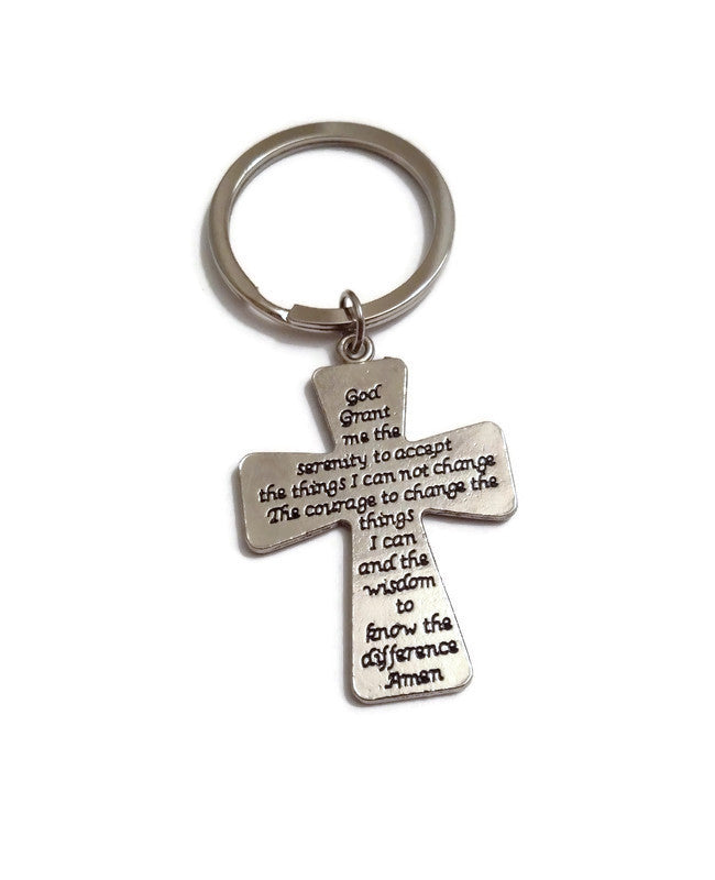 Serenity Prayer Cross Key Chain