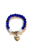 Blue Glass Beaded Stretch Bracelet - Blessed Heart