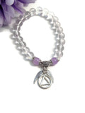 Clear & Lavender Angel Wings Stretch Bracelet - AA