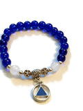 Blue Glass Beaded Stretch Bracelet - AA