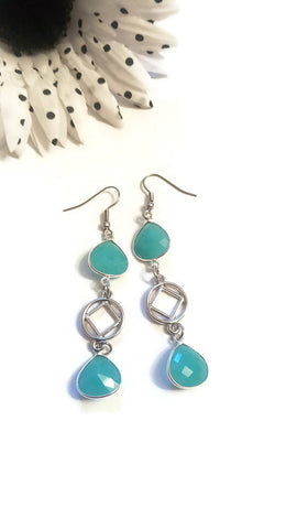 Sparkly Blue Chalcedony Earrings - NA