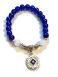 Blue Glass Beaded Stretch Bracelet - NA