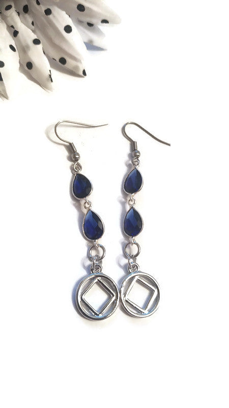 Sapphire Blue Crystal Earrings - NA